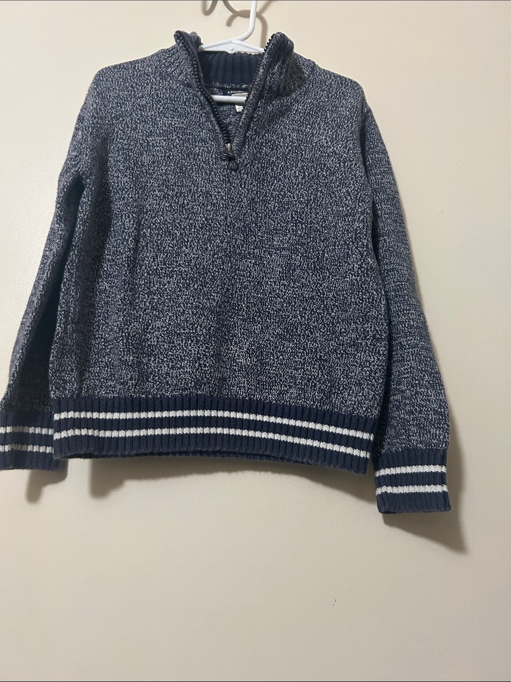 OshKosh B'gosh Navy Heather Quarter-Zip Sweater with White Stripe